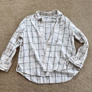 Madewell Cream and Black Plaid Shirt